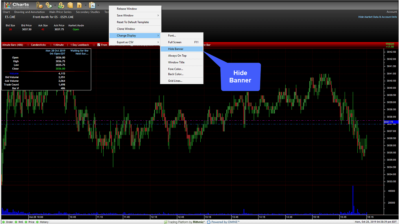 In Rithmic Pro - on charts - is there any way to change the font size ...