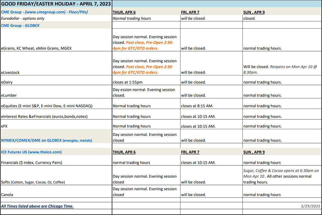 NOTICE Good Friday & Easter Holiday Schedule 4/6/2023 4/9/2023